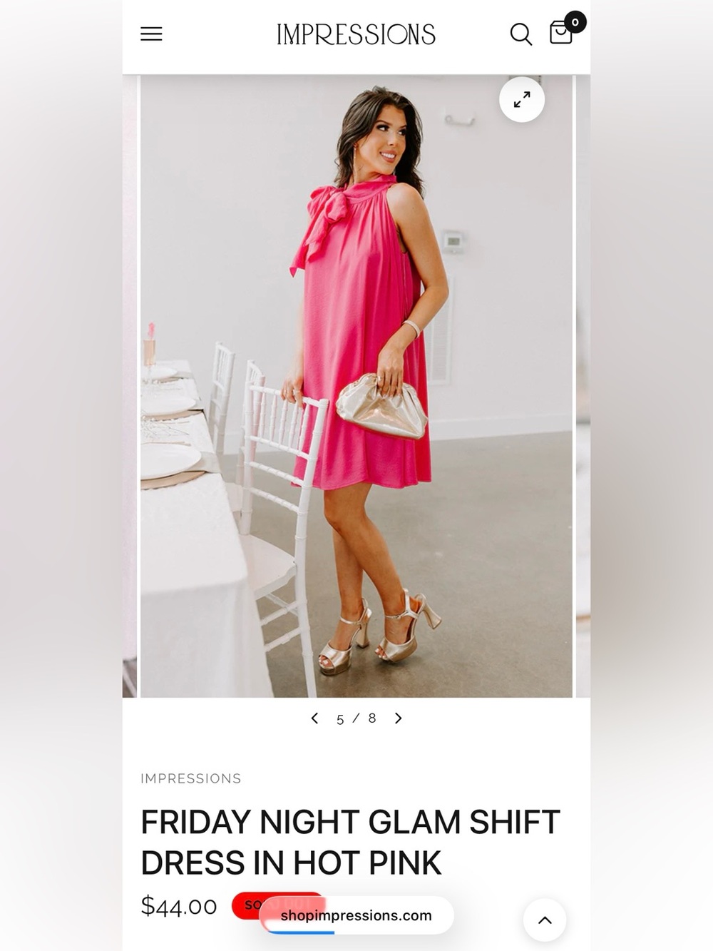 Impressions Friday Night Glam Shift Dress Hot Pink